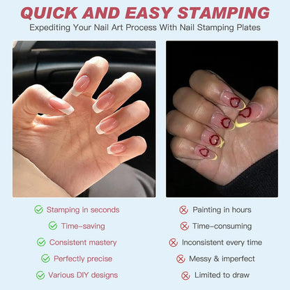 Biutee 2PCS Nail Stamping Plates Set – 110 Patterns French Line, Lace & Flower Nail Art Templates with Scraper & Stamper