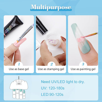 Biutee Nail Stamping Gel Polish Set – 24 Colors UV LED 5ml for Nail Art Plates