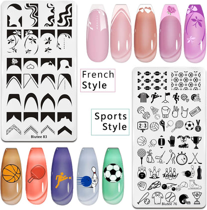 Biutee Fresh Nail Stamping Kit – 10 Plates, Stamper & 8 Colors Gel