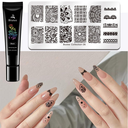 Biutee Nail Stamping Gel Polish Set – 8 Colors UV LED Gel 8ml for Nail Art Plates