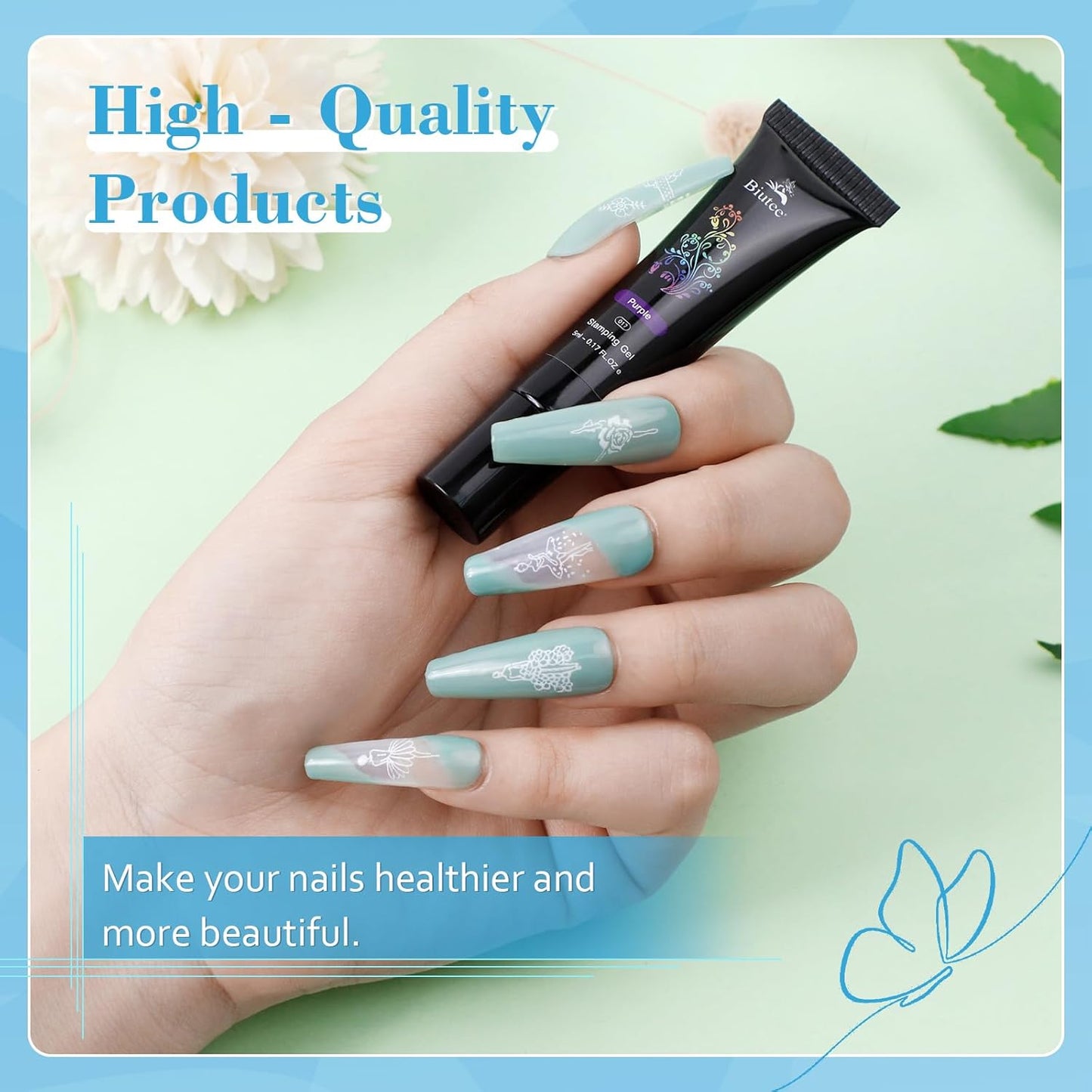 Biutee Nail Stamping Gel Polish Set – 24 Colors UV LED 5ml for Nail Art Plates