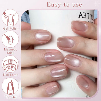 Biutee UV Cat Eye Magnetic Nude Gel Nail Polish – Magnetic Jelly Gel Varnish 15ml Soak Off Manicure
