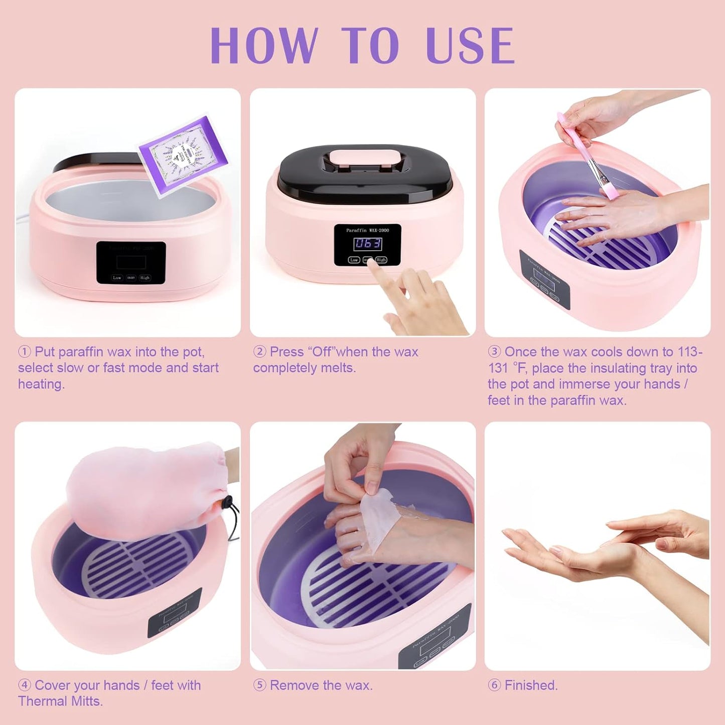 Biutee Paraffin Wax Machine – 3500ml Touchscreen Warmer with 4 Lavender Wax Packs