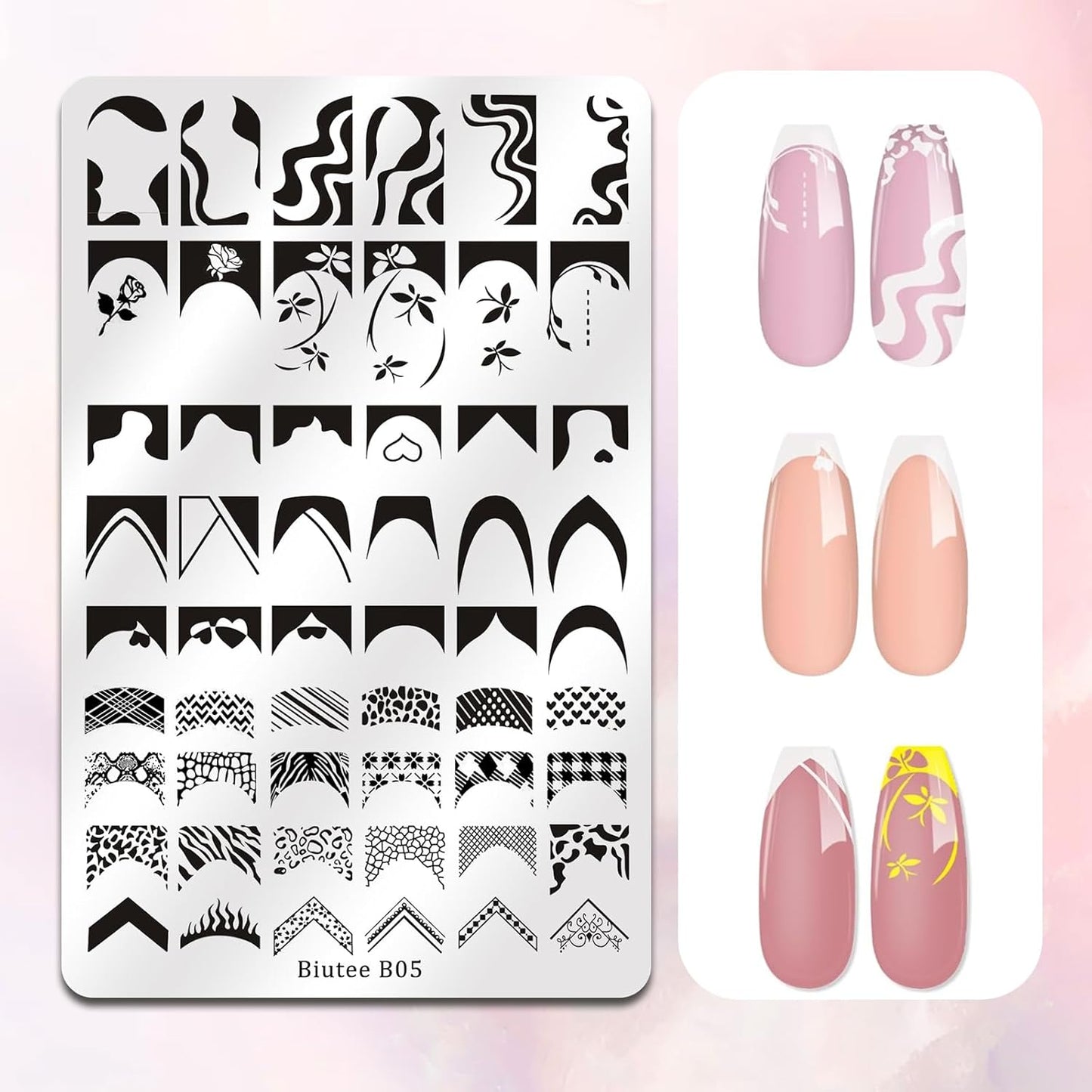 Biutee Nail Stamper Kit Nail Art Stamping Plate Set