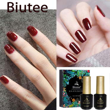 Biutee Base & Top Coat Gel Set (8ml x 2) – UV/LED Compatible for Long-Lasting Manicure