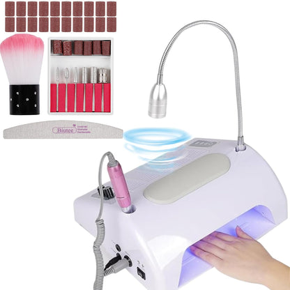 Biutee 5-in-1 Nail Dust Collector & Electric Nail Drill 80W with 48W/96W UV LED Lamp – Professional Nail Art Tool