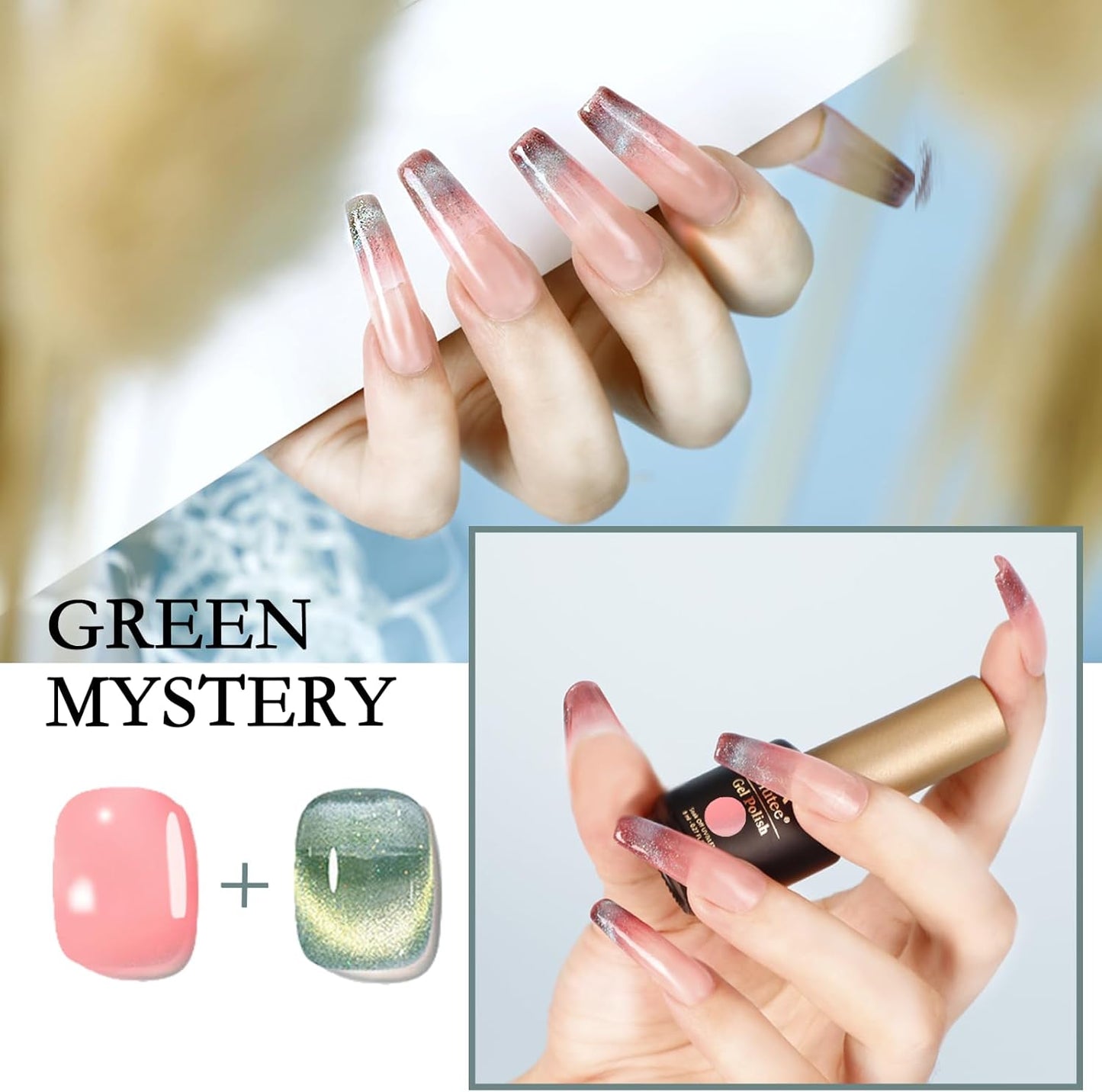 Biutee Reflective Cat Eye Gel Set – 6 Sparkling Aurora Colors for DIY Nails