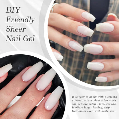 Biutee UV Milky White Jelly Gel Nail Polish – Transparent Soak Off Manicure Varnish 15ml