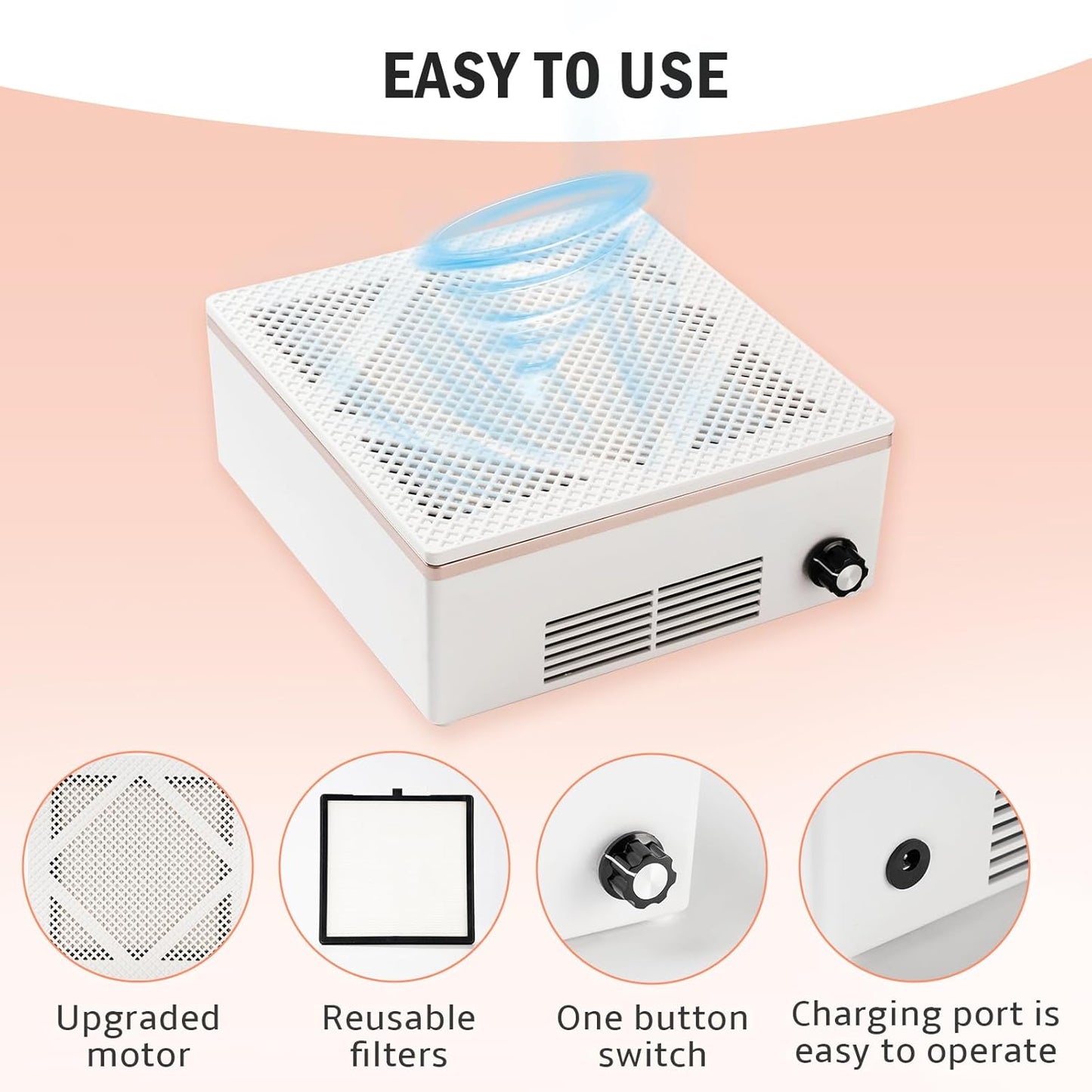 BIUTEE Nail Dust Collector 60W–Adjustable Vacuum Cleaner for Acrylic & Gel Nails