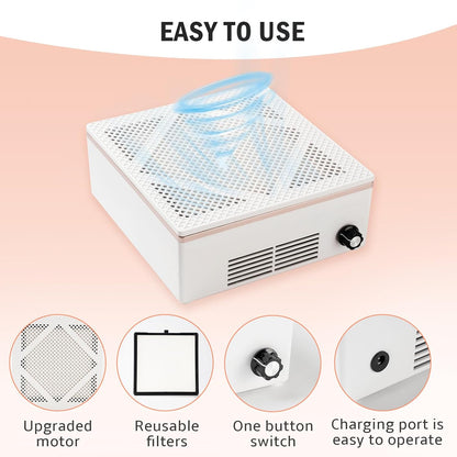 BIUTEE Nail Dust Collector 60W–Adjustable Vacuum Cleaner for Acrylic & Gel Nails