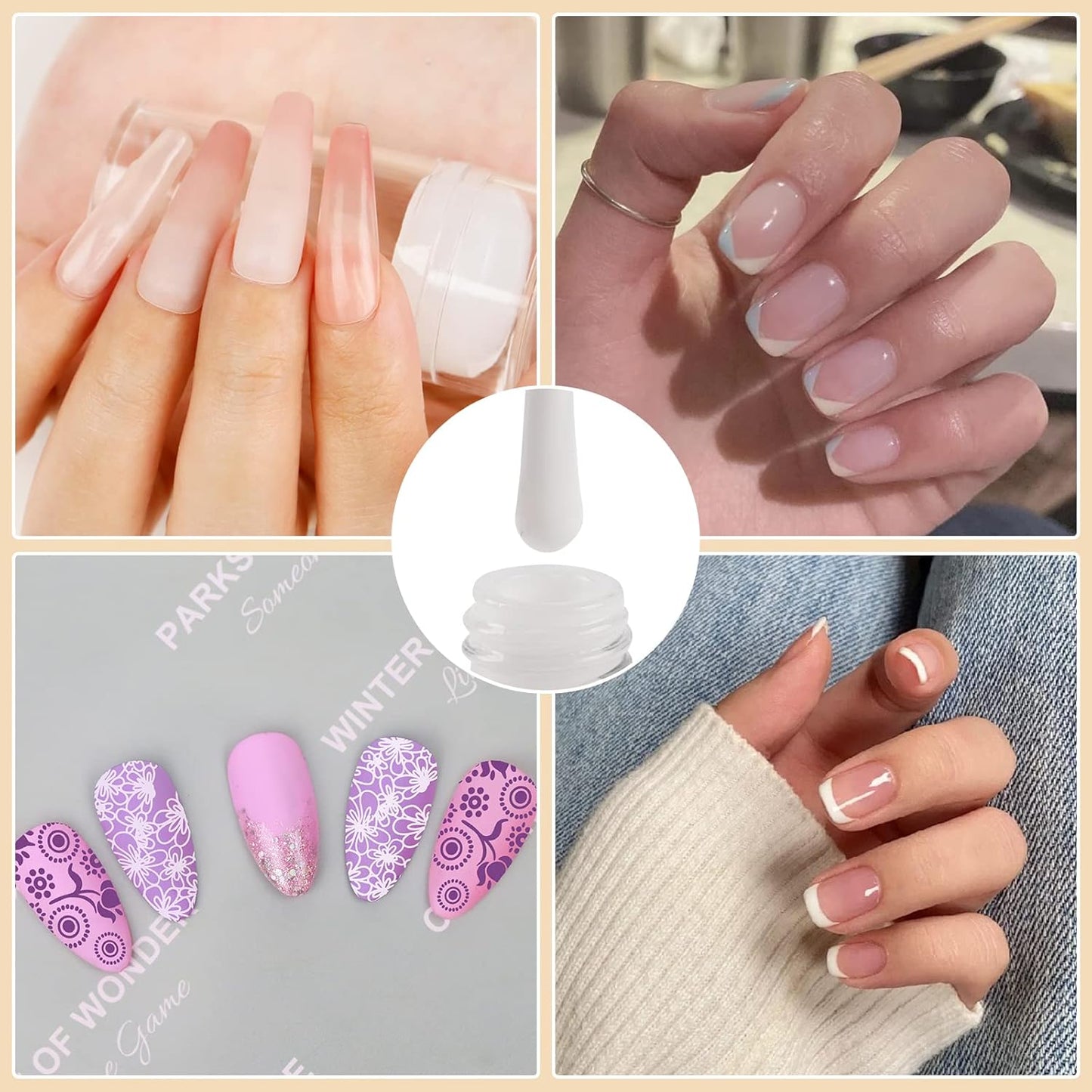 BIUTEE Nail Stamper Kit – 8ml White Gel Polish, Jelly Stamper, Clear Replaceable Head & Scraper