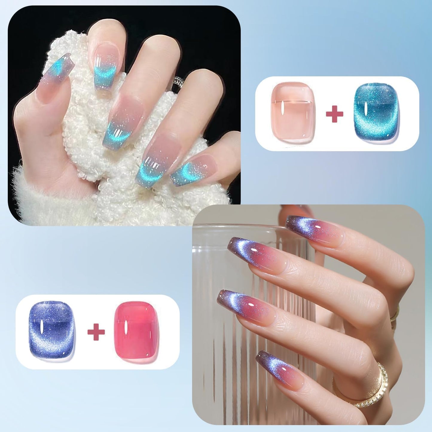 Biutee Reflective Cat Eye Gel Set – 6 Sparkling Aurora Colors for DIY Nails