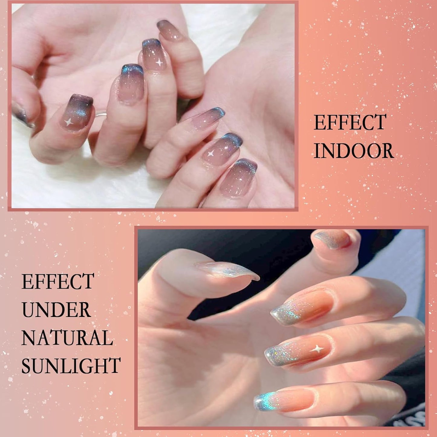 Biutee Reflective Cat Eye Gel Set – 6 Sparkling Aurora Colors for DIY Nails