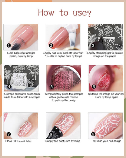 SEISSO Soak-Off Stamping Gel Polish Set – 12 Colors for Nail Art Stamping