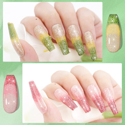 Biutee Reflective Cat Eye Gel Set – 6 Sparkling Aurora Colors for DIY Nails