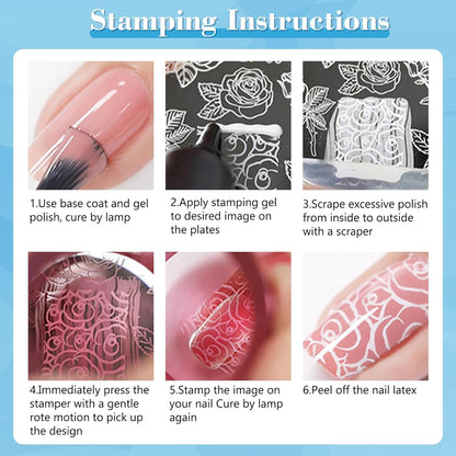 Biutee Nail Stamping Gel Polish Set – 24 Colors UV LED 5ml for Nail Art Plates