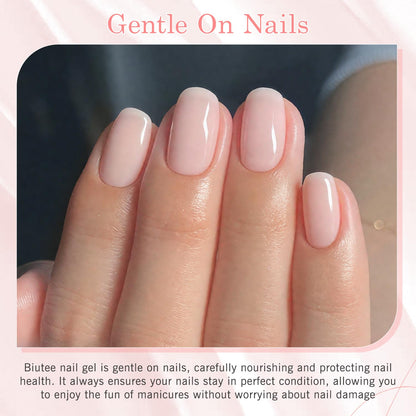 Biutee UV Milky Pink Jelly Gel Nail Polish – Transparent Soak Off Manicure Varnish 15ml