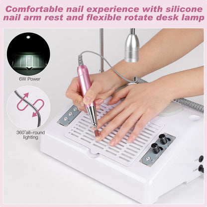 Biutee 5-in-1 Nail Dust Collector & Electric Nail Drill 80W with 48W/96W UV LED Lamp – Professional Nail Art Tool