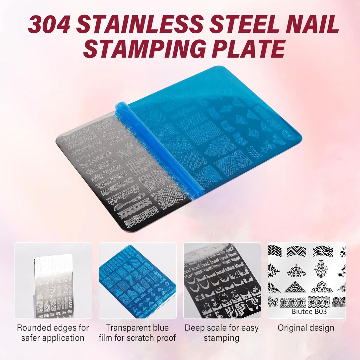 Biutee Nail Stamper Kit Nail Art Stamping Plate Set