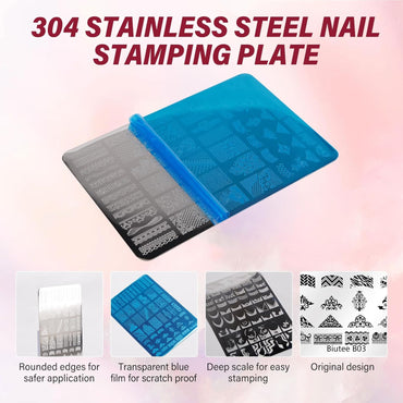 Biutee Nail Stamper Kit Nail Art Stamping Plate Set
