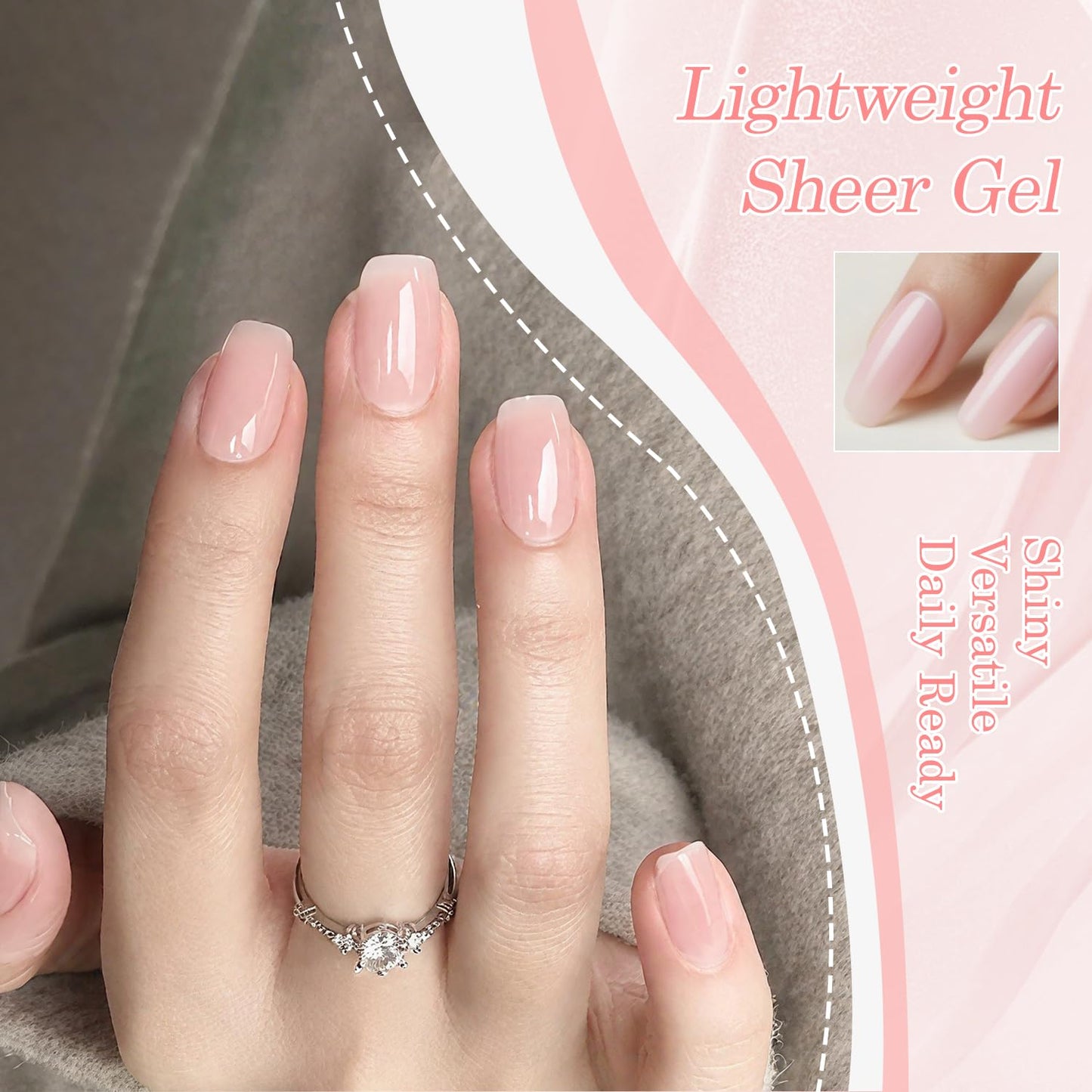 Biutee UV Milky Pink Jelly Gel Nail Polish – Transparent Soak Off Manicure Varnish 15ml