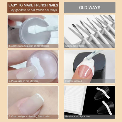 BIUTEE Nail Stamper Kit – 8ml White Gel Polish, Jelly Stamper, Clear Replaceable Head & Scraper
