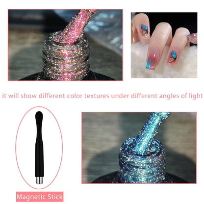 Biutee Cat Eyes Magnetic Gel – Holographic Soak Off Nail Polish UV/LED with Magnetic Stick for Salon