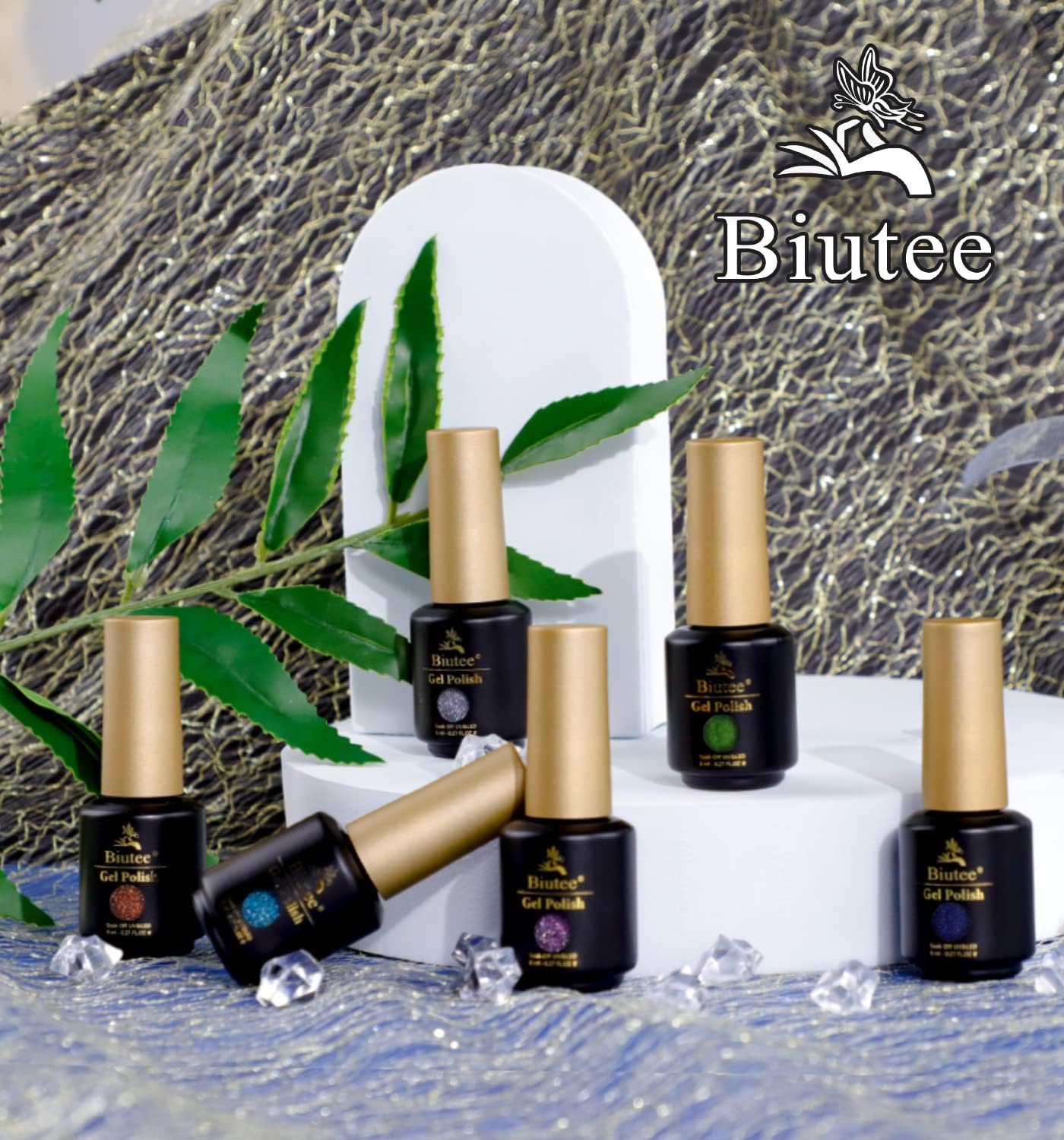 Biutee Magnetic Cat Eye Gel Set – 6 Colors, 8ml UV/LED Soak-Off, Light-Changing & Glitter Nail Polish