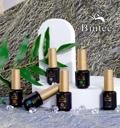 Biutee Magnetic Cat Eye Gel Set – 6 Colors, 8ml UV/LED Soak-Off, Light-Changing & Glitter Nail Polish