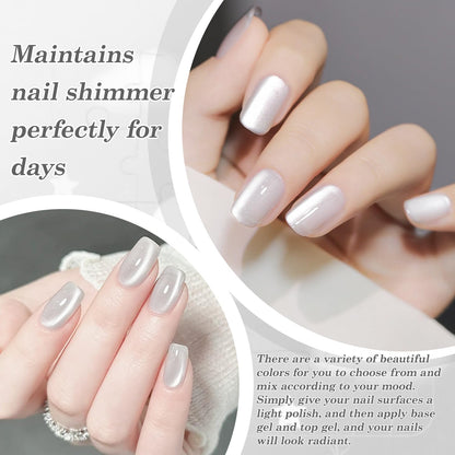 Biutee UV Cat Eye Magnetic Gel Polish – White & Silver 15ml