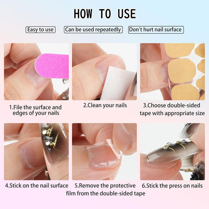 Biutee False Nails – Black French Tip Press On with Bows, 10PCS & Adhesive