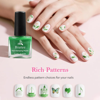 Biutee Nail Stamping Polish 12 Colors 6ML for Stamping Plates Air Dry With Gift Box