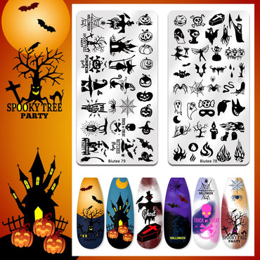 BIUTEE 12-Piece Nail Stamping Plate Set – Includes Floral, Animal, Lace, Star, Halloween & Christmas Designs