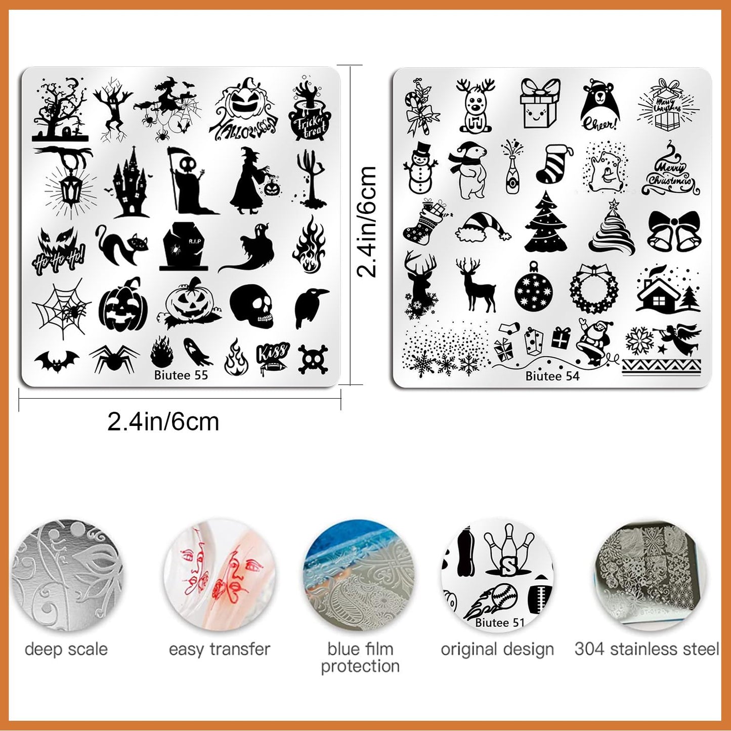 BIUTEE Nail Stamping Plates Set – 15PCS with Stamper, Scraper, Storage Bag & Holiday Designs