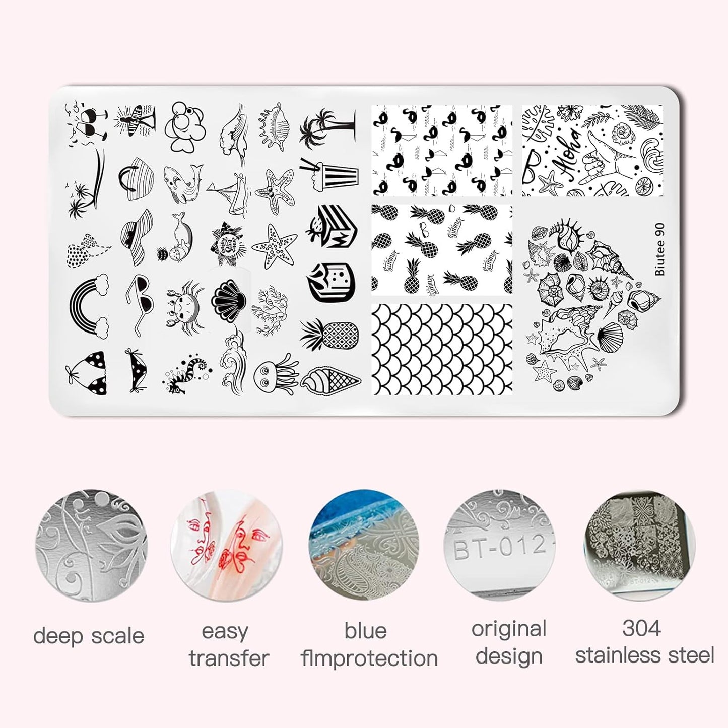 Biutee Nail Stamping Kit – 10 Plates & 8 Gel Polish, French & Halloween Designs