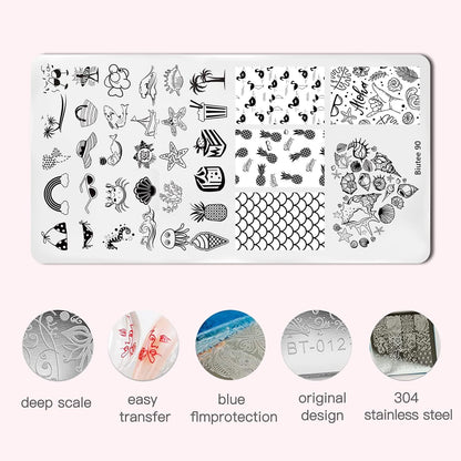 Biutee Nail Stamping Kit – 10 Plates & 8 Gel Polish, French & Halloween Designs