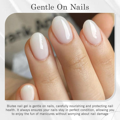 Biutee UV Milky White Jelly Gel Nail Polish – Transparent Soak Off Manicure Varnish 15ml
