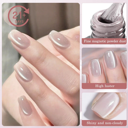 Biutee UV Cat Eye Magnetic Nude Gel Nail Polish – Magnetic Jelly Gel Varnish 15ml Soak Off Manicure