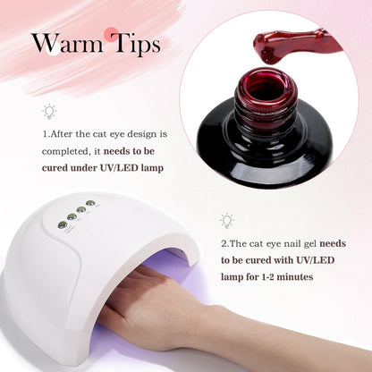 BIUTEE Wine Red/Pink/Silver Cat Eye Gel Polish 15ml – Magnetic Burgundy UV Soak Off Gel with Magnet Stick