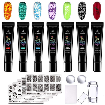 SEISSO Soak-Off Stamping Gel Polish Set – 12 Colors for Nail Art Stamping
