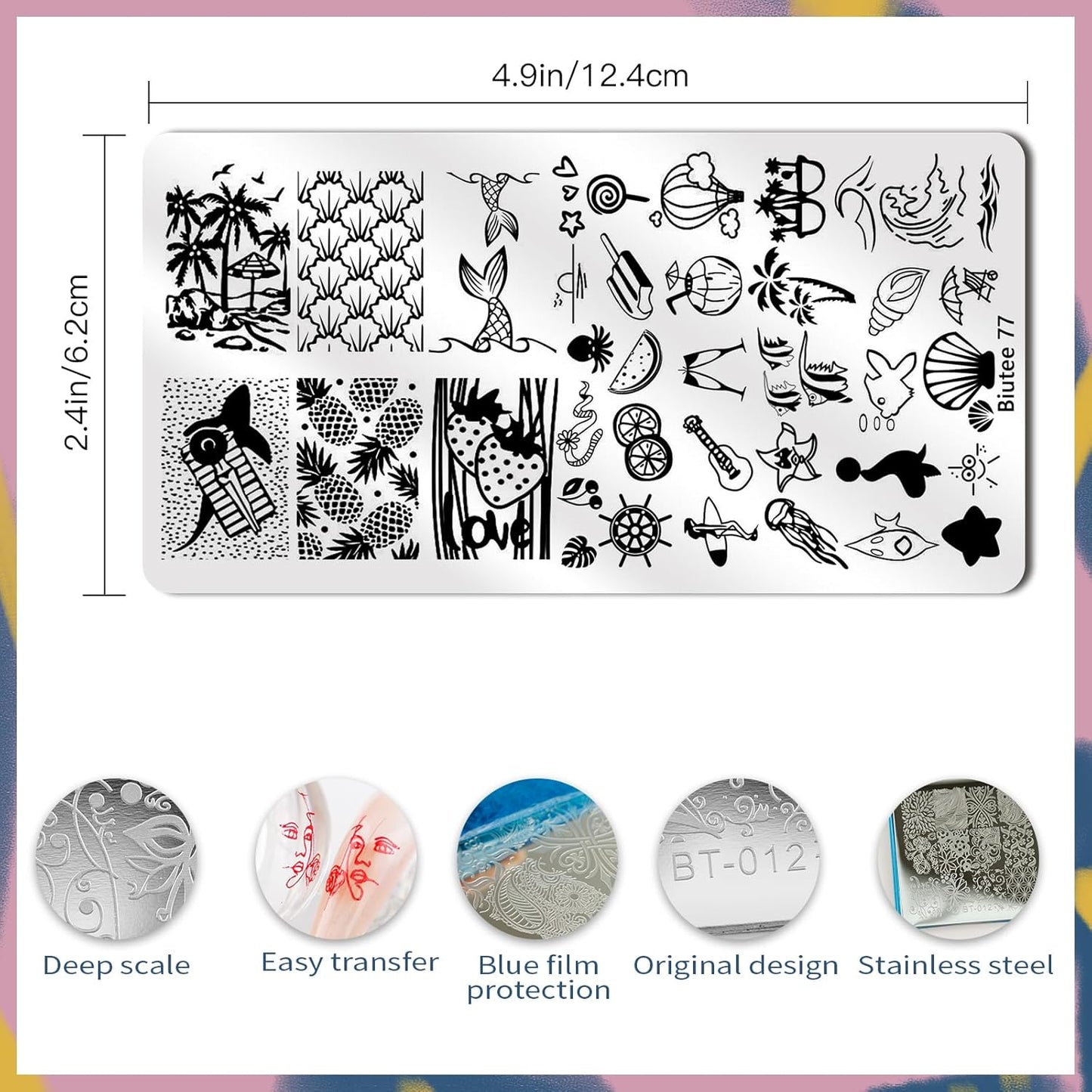 BIUTEE 12-Piece Nail Stamping Plate Set – Includes Floral, Animal, Lace, Star, Halloween & Christmas Designs