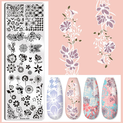 BIUITEE Nail Stamping Kit – 15 Mini Plates, Silicone Stamper, Scraper & Storage Bag