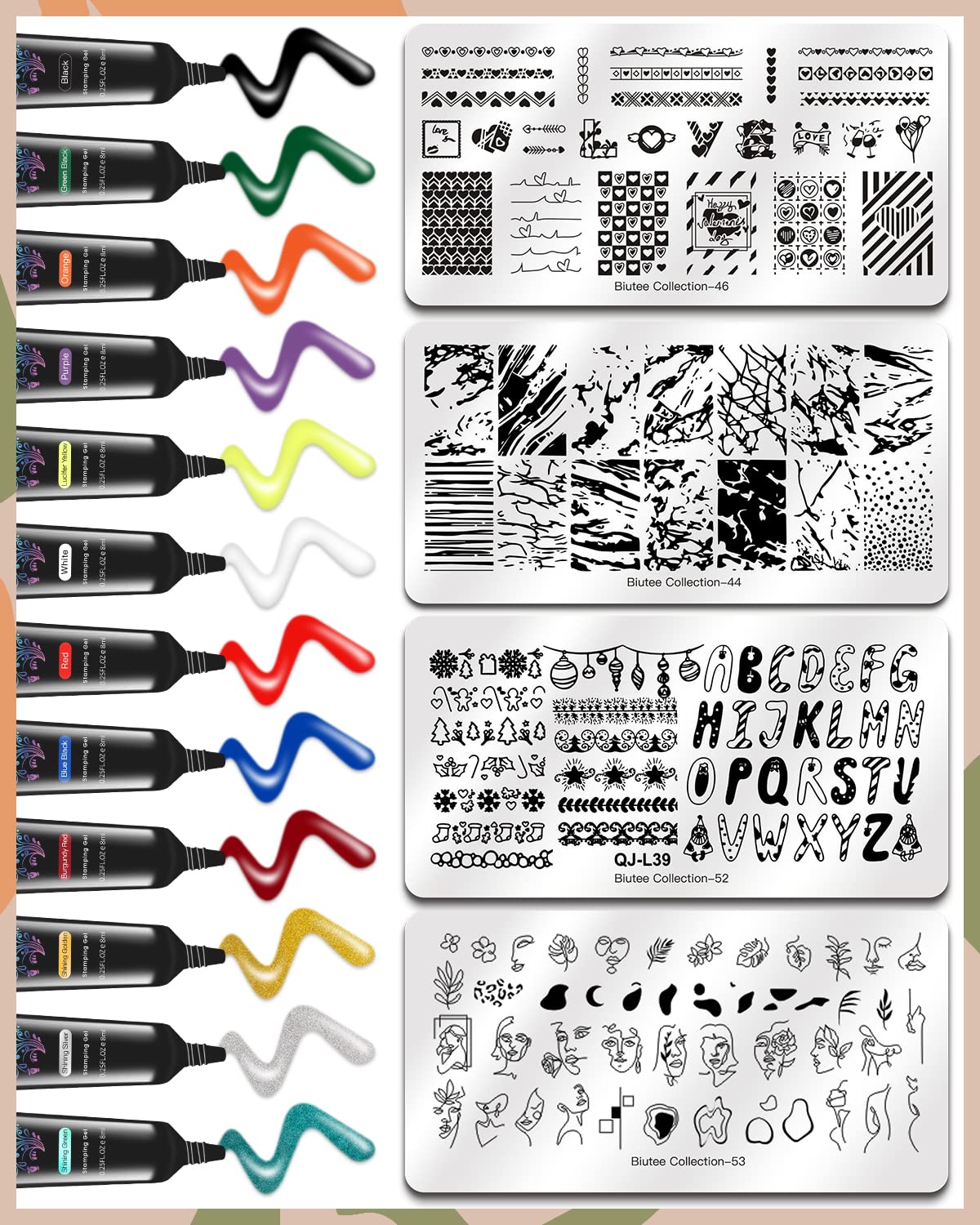 SEISSO Soak-Off Stamping Gel Polish Set – 12 Colors for Nail Art Stamping