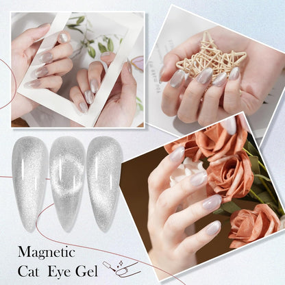 BIUTEE Wine Red/Pink/Silver Cat Eye Gel Polish 15ml – Magnetic Burgundy UV Soak Off Gel with Magnet Stick