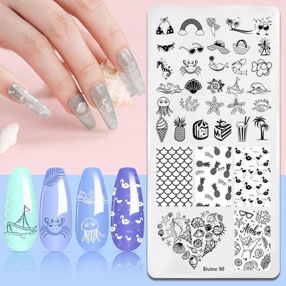 Biutee Nail Art Stamping Plates Set – 10PCS French Line Templates with Stamper