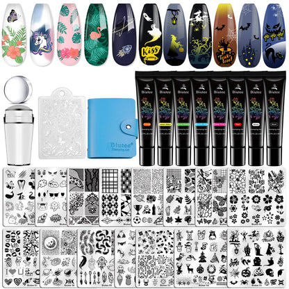 Biutee Nail Stamping Plates Set 15PCS Nail Stamping Kit with Nail Stamper