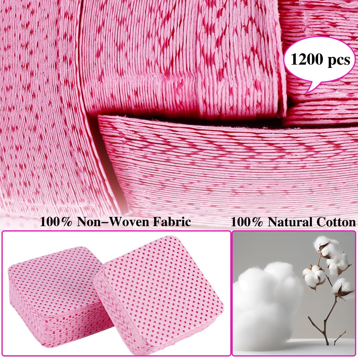 BIUTEE Nail Wipes & Pump Dispenser Bottle Set – Lint Free, Soft & Absorbent