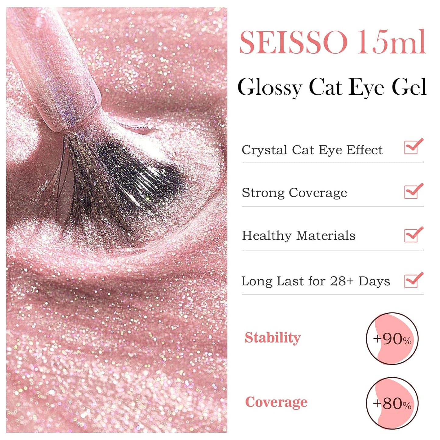 BIUTEE Wine Red/Pink/Silver Cat Eye Gel Polish 15ml – Magnetic Burgundy UV Soak Off Gel with Magnet Stick