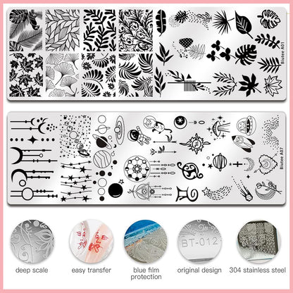 BIUITEE Nail Stamping Kit – 15 Mini Plates, Silicone Stamper, Scraper & Storage Bag