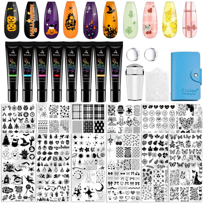 Biutee Nail Stamp Plates 16PCS Nail Stamping Kit 8 Nail Stamping Gel Polish